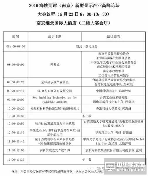 2016海峽兩岸（南京）新型顯示產業高峰論壇即將召開！
