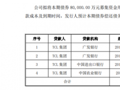 TCL集團擬發行20億元債券 其中8億元償還債務